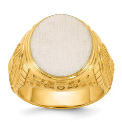 14k Two-Tone Engravable Round Signet ring