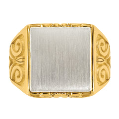 14k Two-Tone Engravable Square Signet ring