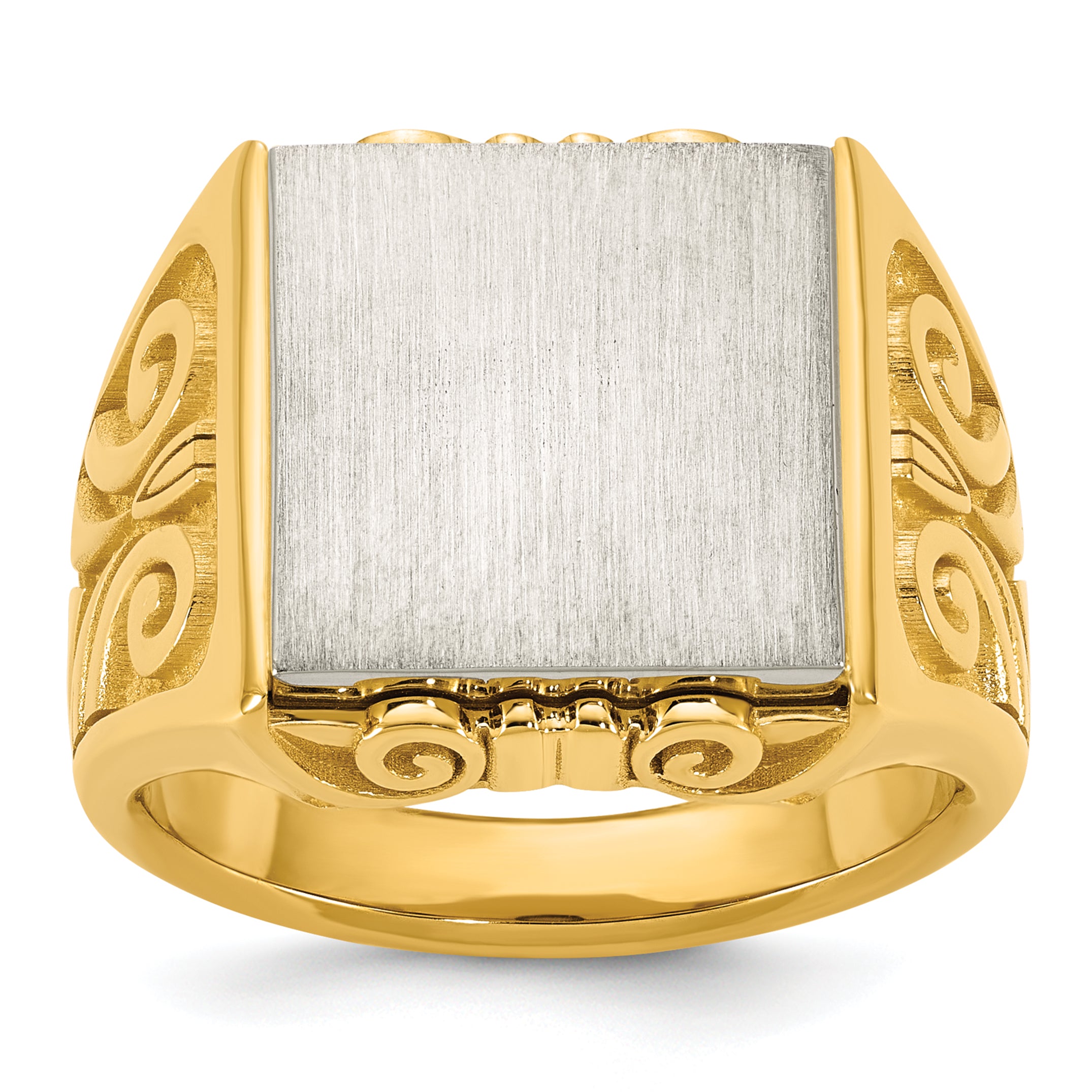 14k Two-Tone Engravable Square Signet ring