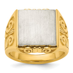 14k Two-Tone Engravable Square Signet ring