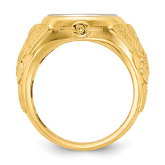 14k Two-Tone Engravable Square with Rounded Corners Signet ring