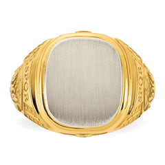 14k Two-Tone Engravable Square with Rounded Corners Signet ring