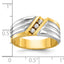 14k Two-tone Men's Polished and Grooved 3-Stone Ring Mounting, Mounting Only - Sophia Jewelers