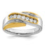 14k Two-tone Mens Polished and Grooved Curved 7-Stone 1/2 Carat AA Diamond Ring - Sophia Jewelers