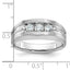 14k White Gold Men's Polished Satin and Grooved 3-Stone Ring Mounting, Mounting Only - Sophia Jewelers