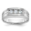 14k White Gold Men's Polished Satin and Grooved 3-Stone 1/2 Carat AA Quality Diamond Ring - Sophia Jewelers