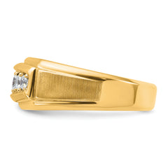 14k with White Rhodium 1/2 carat Lab Grown Diamond VS/SI+ G+ Complete Polished and Satin Five Stone Men's Ring