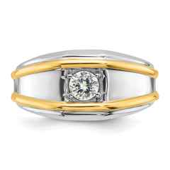 14k Two-tone 1/2 carat Lab Grown Diamond VS/SI+ G+ Complete Polished Men's Ring