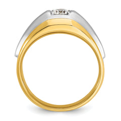 14k Two-tone Men's Polished and Satin Complete Lab Grown VS/SI FG - Sophia Jewelers