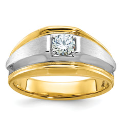 14k Two-tone Men's Polished and Satin Complete Lab Grown VS/SI FG - Sophia Jewelers
