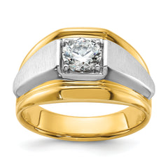 14k Two-tone 1 carat Lab Grown Diamond VS/SI+ G+ Complete Polished and Brushed Men's Band