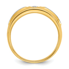 10k Two-tone Men's Polished and Satin Diamond Complete Ring