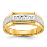 14k with White Rhodium Men's Polished and Satin 5-Stone 1/10 Carat AA Quality Diamond Ring