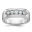 14k White Gold Mens Polished and Satin 5-Stone Ring Mounting, Mounting Only - Sophia Jewelers