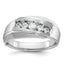 14k White Gold Mens Polished and Satin 5-Stone Ring Mounting, Mounting Only - Sophia Jewelers