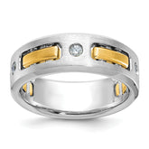 10k Two-tone Men's Polished Satin and Cut-Out 1/6 Carat A Quality Diamond 3-Stone Ring