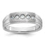 14k White Gold Men's Polished Satin and Grooved 5-Stone Ring Mounting, Mounting Only - Sophia Jewelers