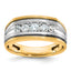 10k Two-tone with Black Rhodium Men's Polished Satin and Grooved 5-Stone 1/2 Carat A Quality Diamond Ring