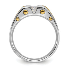 10k Two-tone Men's Polished and Satin Diamond Complete Ring