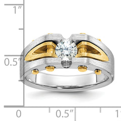 10k Two-tone Men's Polished and Satin Diamond Complete Ring