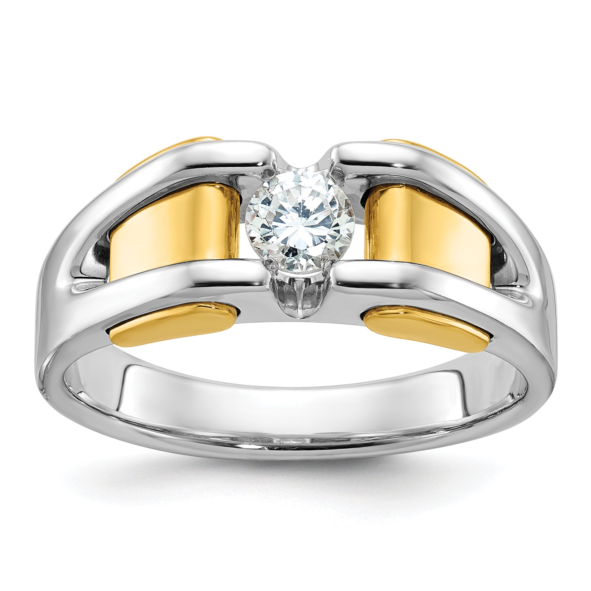 10k Two-tone Men's Diamond Complete Ring