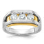 Men's Three-Stone Lab-Grown Diamond Ring in 14K Two-Tone Gold, 8mm (1 ct. tw.), Size 10 - Sophia Jewelers