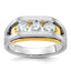 14k Two-tone Men's Polished Satin and Cut-Out 3-Stone 1 Carat AA Quality Diamond Ring - Sophia Jewelers