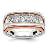10k White and Rose Gold Men's Polished and Cut-Out 5-Stone 1 Carat A Quality Diamond Ring