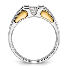 14k Two-tone Men's Polished and Satin Ring Mounting (No Stones Included)