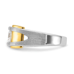 14k Two-tone Men's Polished and Satin Ring Mounting (No Stones Included)