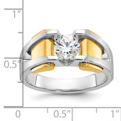 14k Two-tone Men's Polished and Satin Ring Mounting (No Stones Included)