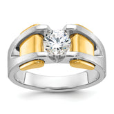 14k Two-tone Men's Polished and Satin Ring Mounting (No Stones Included)