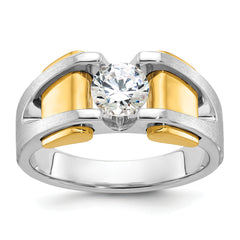 14k Two-tone Men's Polished and Satin Ring Mounting (No Stones Included)