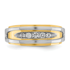 10k Two-tone Men's Polished 5-Stone 1/4 Carat A Quality Diamond Ring