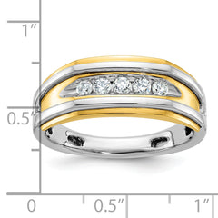 10k Two-tone Men's Polished 5-Stone 1/4 Carat A Quality Diamond Ring