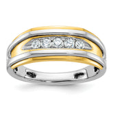 10k Two-tone Men's Polished 5-Stone 1/4 Carat A Quality Diamond Ring
