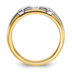 10k Two-tone Men's Polished Satin and Cut-Out 1/5 Carat A Quality Diamond Cross Ring