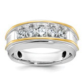 10k Two-tone Men's Polished 5-Stone 1 Carat A Quality Diamond Ring