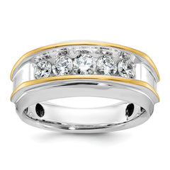 10k Two-tone Men's Polished 5-Stone 1 Carat A Quality Diamond Ring
