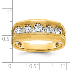 14k Two-tone Men's Polished and Satin 5-Stone Ring Mounting - Sophia Jewelers