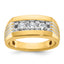 14k with White Rhodium Men's Polished and Grooved 3-Stone 1/2 Carat AA Quality Diamond Ring - Sophia Jewelers