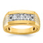 Men's White Three-Stone Diamond Ring in 14K Yellow Gold (1/2 ct. tw.), Size 10 - Sophia Jewelers
