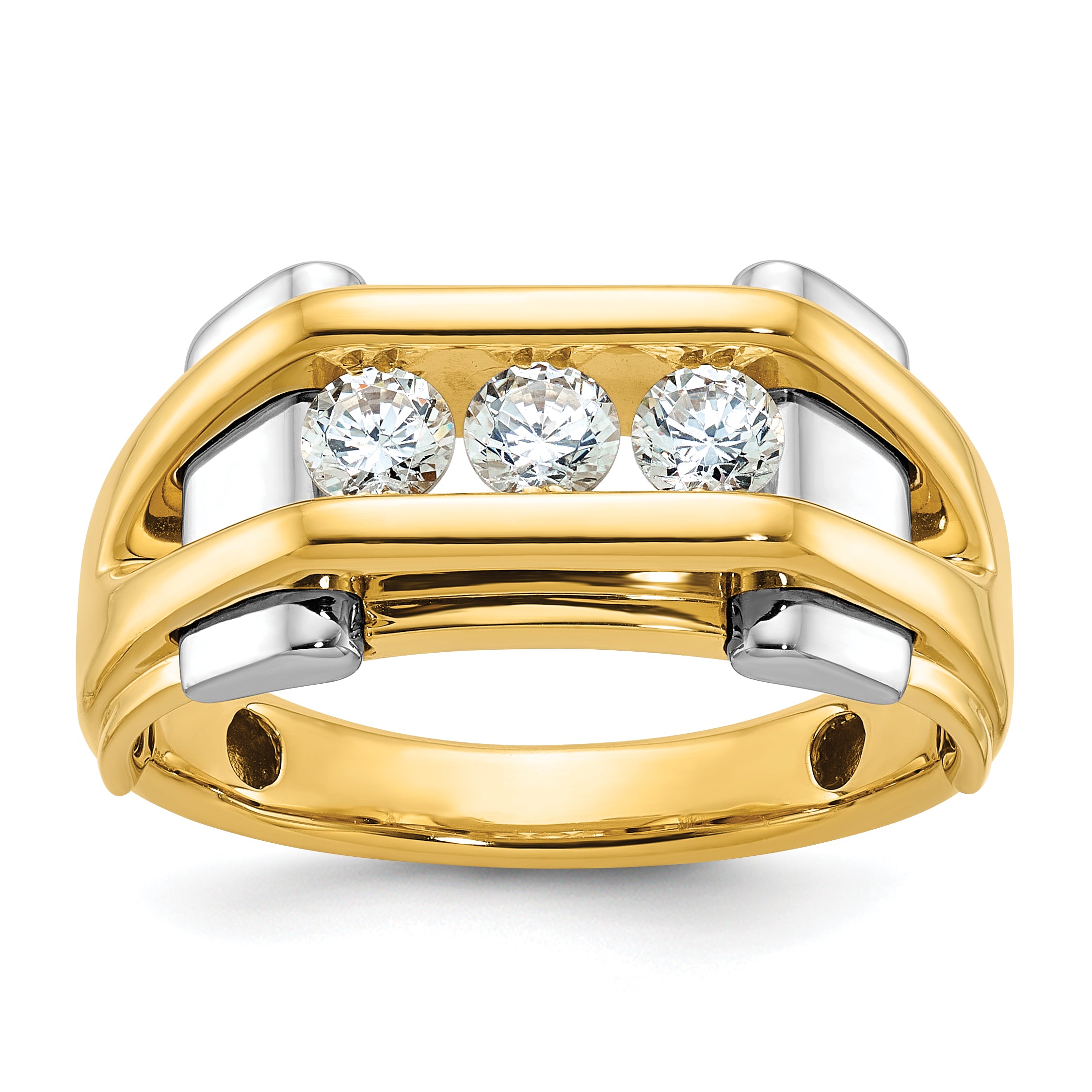 14k Two-tone Men's Lab Grown VS/SI FGH Dia Complete Ring - Sophia Jewelers