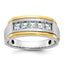 14k Two-tone Men's Polished Satin and Grooved Square 5-Stone 1 Carat AA Quality Diamond Ring - Sophia Jewelers