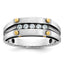 14k Two-tone with Black Rhodium Men's Polished Satin and Grooved 5-Stone 1/4 Carat AA Quality Diamon - Sophia Jewelers