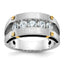 14k Two-tone Men's Polished Satin and Grooved 5-Stone Ring Mounting, Mounting Only - Sophia Jewelers