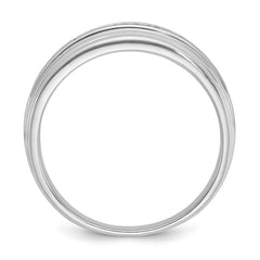 10k White Gold Men's Polished Satin and Grooved 5-Stone 1/20 Carat A Quality Diamond Ring