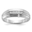 10k White Gold Men's Polished Satin and Grooved 5-Stone 1/20 Carat A Quality Diamond Ring