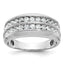 Men's Two-Row Diamond Grooved Ring in 14K White Gold (1 ct. tw.), Size 10 - Sophia Jewelers