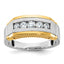 14k Two-tone Men's Polished Satin and Beaded 5-Stone 1/2 Carat AA Quality Diamond Ring - Sophia Jewelers